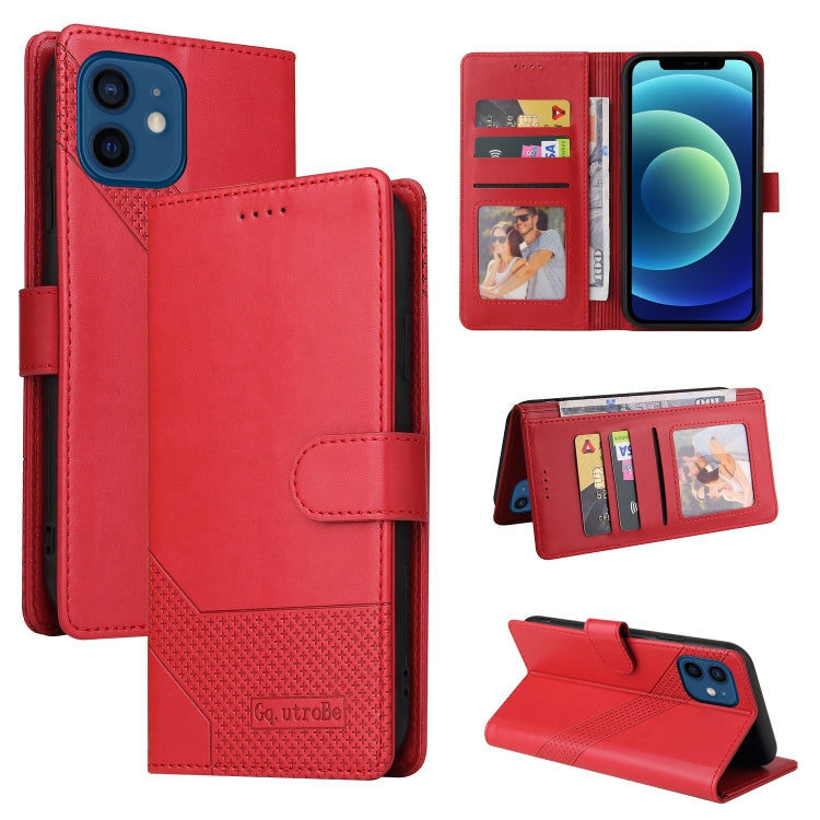For iPhone 12 / 12 Pro GQUTROBE Skin Feel Magnetic Leather Phone Case(Red) - HoMEdemic™ 