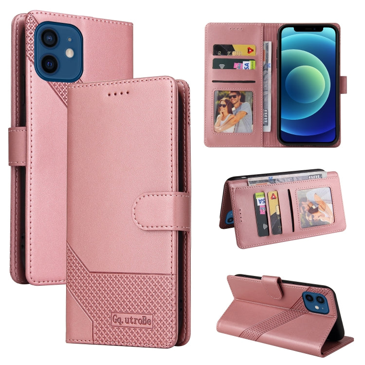 For iPhone 12 / 12 Pro GQUTROBE Skin Feel Magnetic Leather Phone Case(Rose Gold) - HoMEdemic™ 