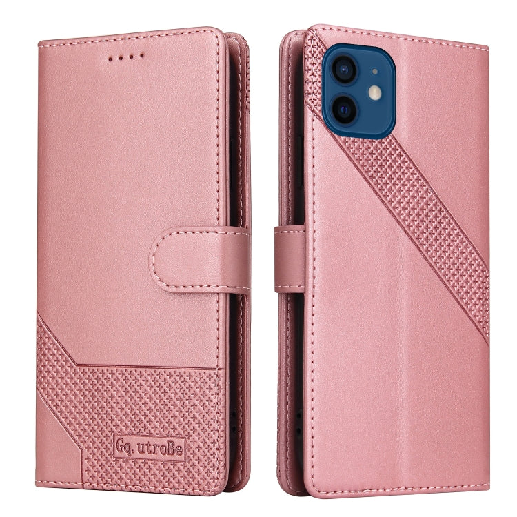 For iPhone 12 / 12 Pro GQUTROBE Skin Feel Magnetic Leather Phone Case(Rose Gold) - HoMEdemic™ 