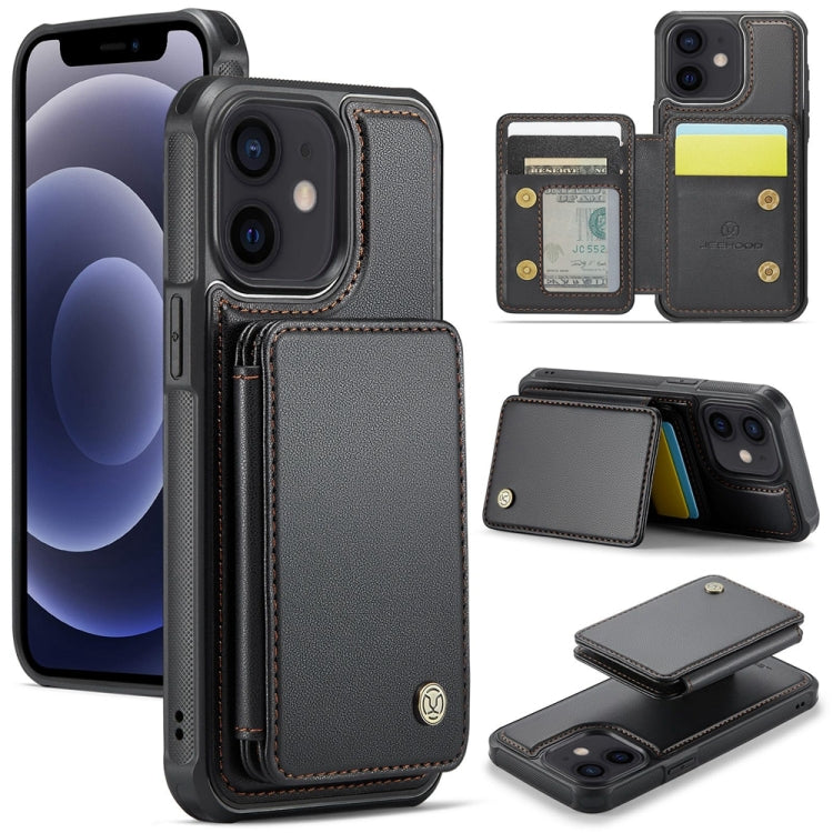 For iPhone 12 / 12 Pro JEEHOOD J05 Business Magnetic Style RFID Leather Phone Case(Black) - HoMEdemic™ 