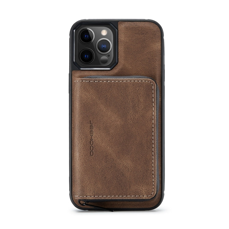 For iPhone 12 / 12 Pro JEEHOOD Magnetic Zipper Horizontal Flip Leather Case with Holder & Card Slot & Wallet(Brown) - HoMEdemic™ 