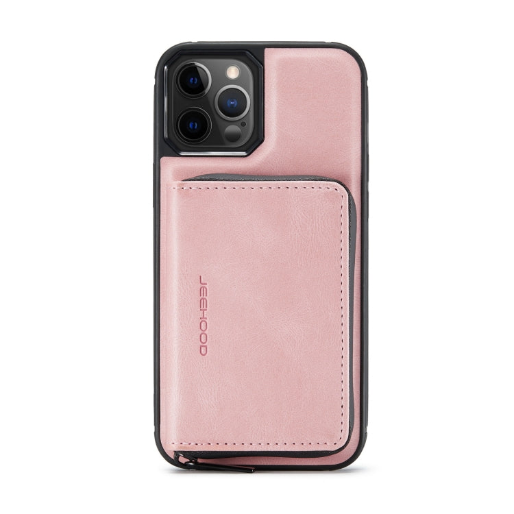 For iPhone 12 / 12 Pro JEEHOOD Magnetic Zipper Horizontal Flip Leather Case with Holder & Card Slot & Wallet(Pink) - HoMEdemic™ 