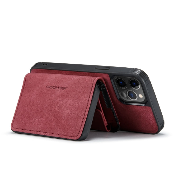 For iPhone 12 / 12 Pro JEEHOOD Magnetic Zipper Horizontal Flip Leather Case with Holder & Card Slot & Wallet(Red) - HoMEdemic™ 
