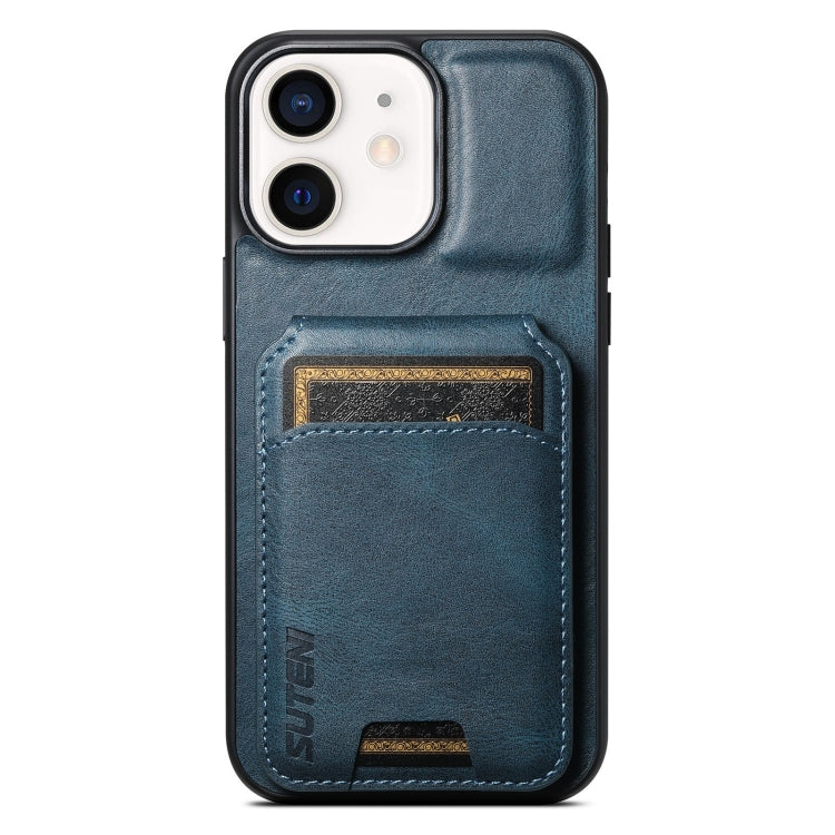 For iPhone 12 / 12 Pro Suteni H02 Leather Wallet Stand Back Phone Case(Blue) - HoMEdemic™ 