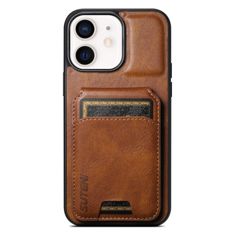 For iPhone 12 / 12 Pro Suteni H02 Leather Wallet Stand Back Phone Case(Brown) - HoMEdemic™ 