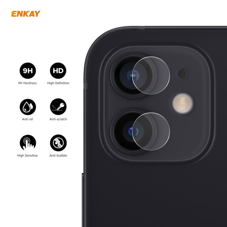 For iPhone 12 / 12 mini 2Set ENKAY 0.2mm 9H 2.15D Round Edge Rear Camera Lens Tempered Glass Film - HoMEdemic™ 