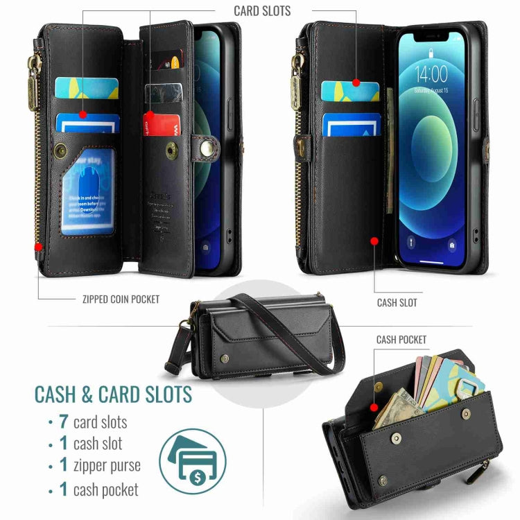 For iPhone 12 CaseMe C36 Card Slots Zipper Wallet RFID Anti-theft Leather Phone Case(Black) - HoMEdemic™ 