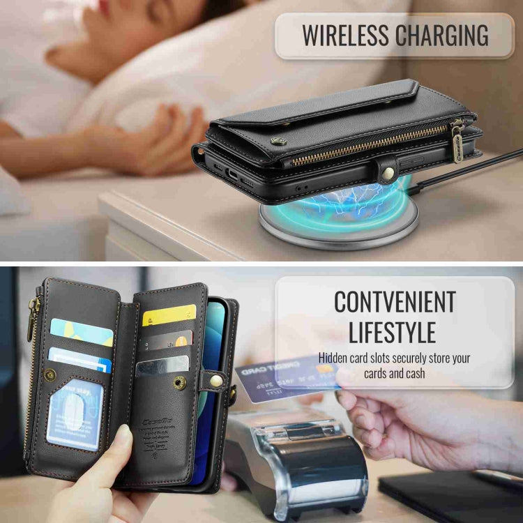 For iPhone 12 CaseMe C36 Card Slots Zipper Wallet RFID Anti-theft Leather Phone Case(Black) - HoMEdemic™ 