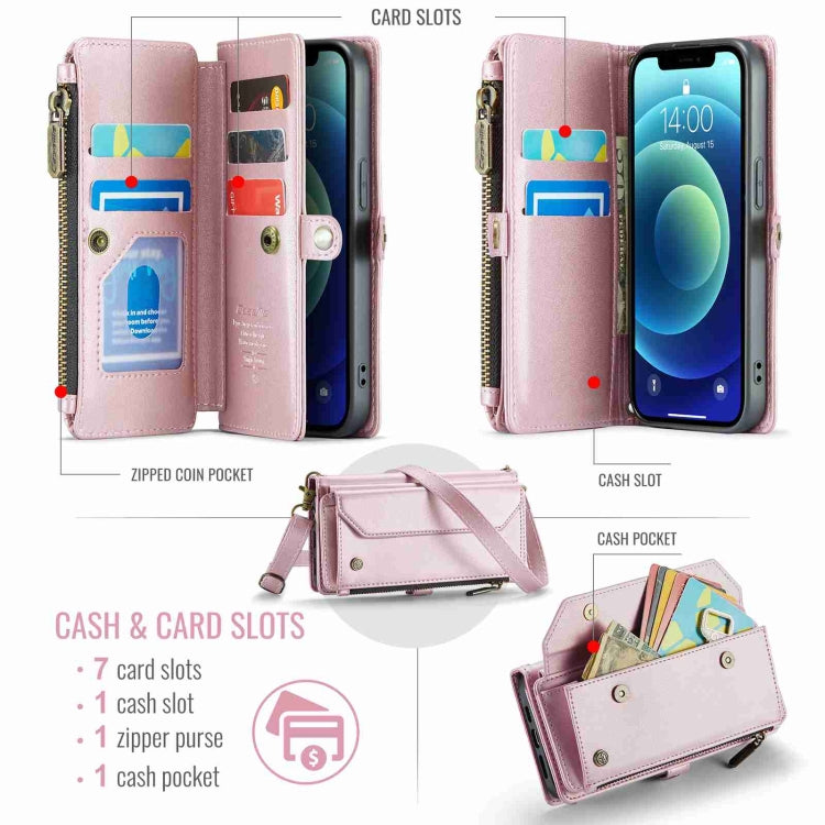 For iPhone 12 CaseMe C36 Card Slots Zipper Wallet RFID Anti-theft Leather Phone Case(Pink) - HoMEdemic™ 