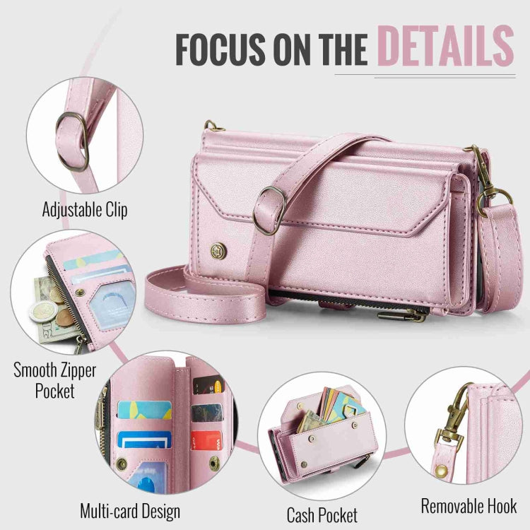 For iPhone 12 CaseMe C36 Card Slots Zipper Wallet RFID Anti-theft Leather Phone Case(Pink) - HoMEdemic™ 