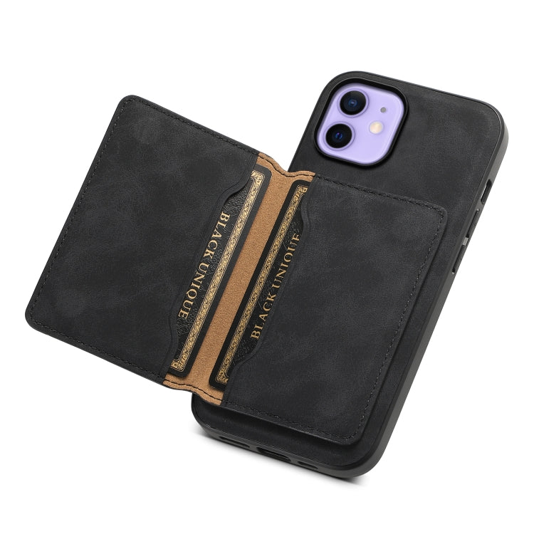 For iPhone 12 Denior D13 Retro Texture Leather MagSafe Card Bag Phone Case(Black) - HoMEdemic™ 
