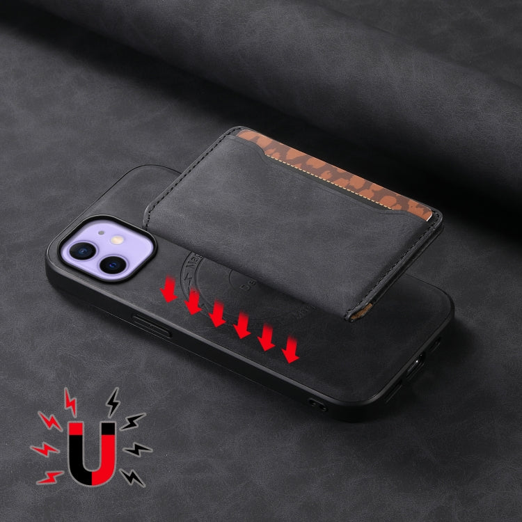 For iPhone 12 Denior D13 Retro Texture Leather MagSafe Card Bag Phone Case(Black) - HoMEdemic™ 