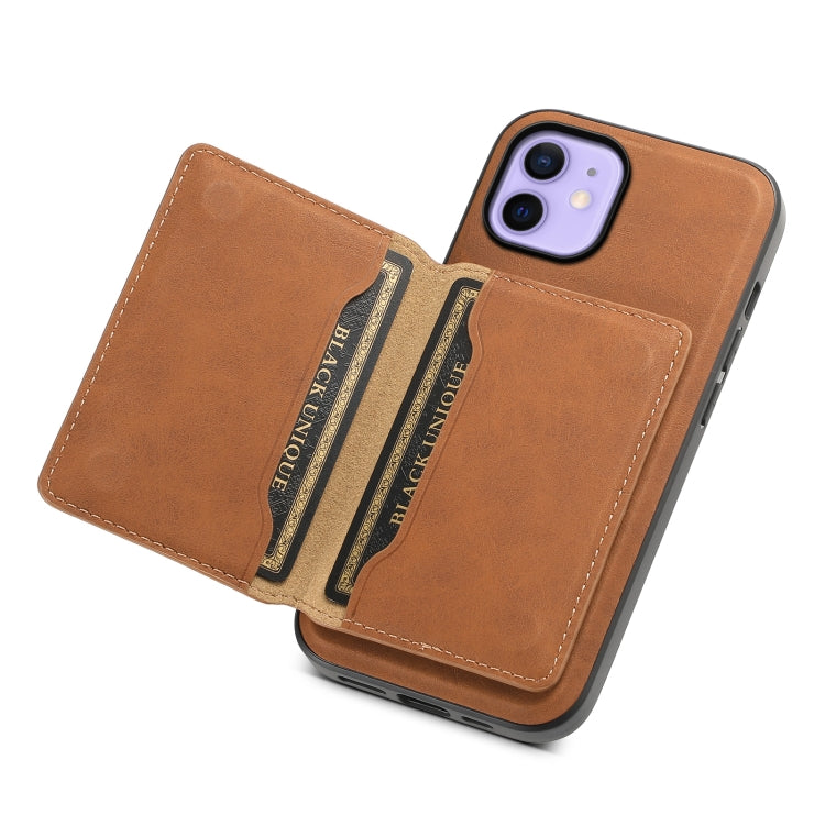 For iPhone 12 Denior D13 Retro Texture Leather MagSafe Card Bag Phone Case(Brown) - HoMEdemic™ 