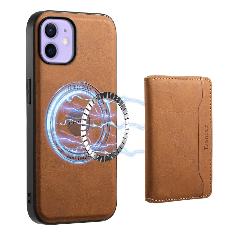 For iPhone 12 Denior D13 Retro Texture Leather MagSafe Card Bag Phone Case(Brown) - HoMEdemic™ 