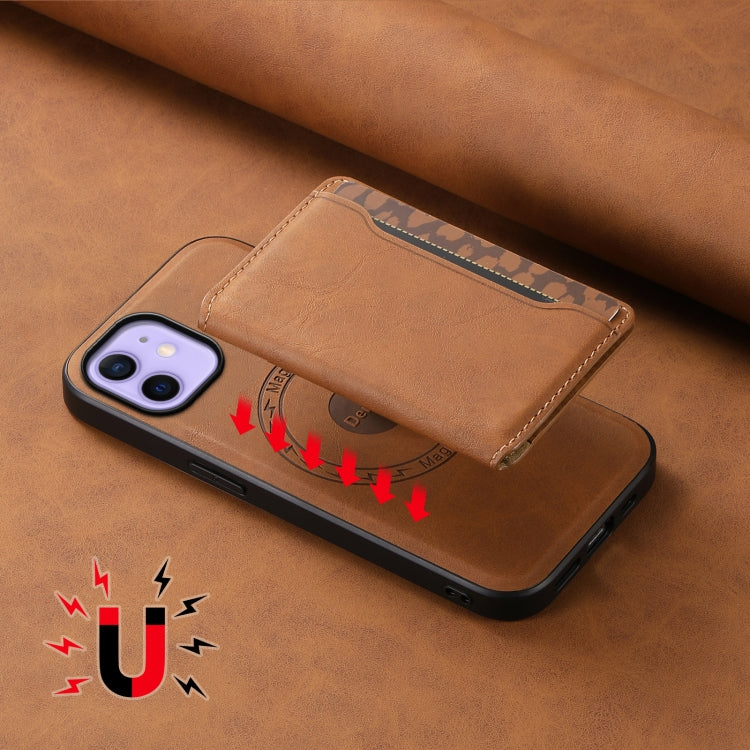 For iPhone 12 Denior D13 Retro Texture Leather MagSafe Card Bag Phone Case(Brown) - HoMEdemic™ 