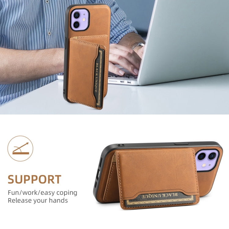 For iPhone 12 Denior D13 Retro Texture Leather MagSafe Card Bag Phone Case(Brown) - HoMEdemic™ 