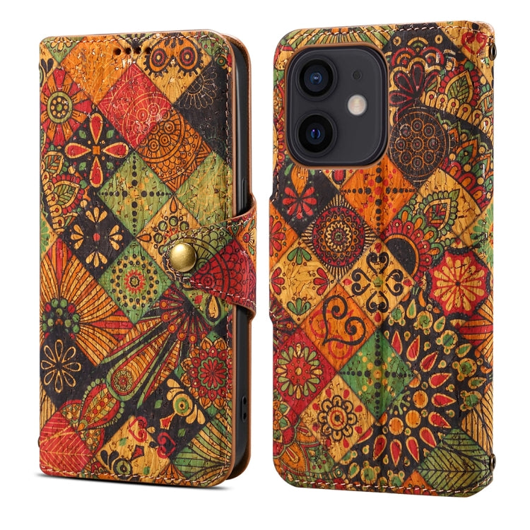 For iPhone 12 Denior Flower Language Series Cork Fabric Oil Edge Leather Phone Case(Autumn) - HoMEdemic™ 