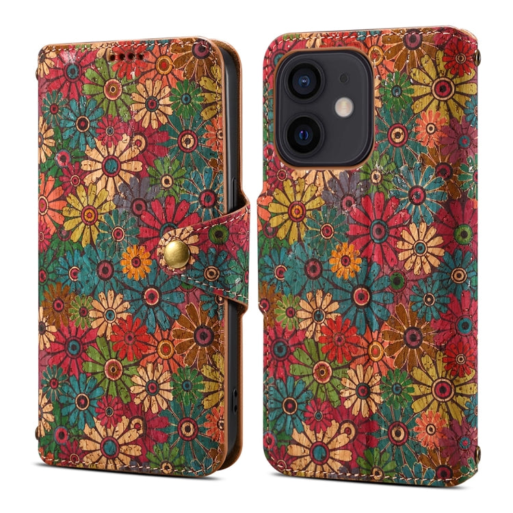 For iPhone 12 Denior Flower Language Series Cork Fabric Oil Edge Leather Phone Case(Spring) - HoMEdemic™ 