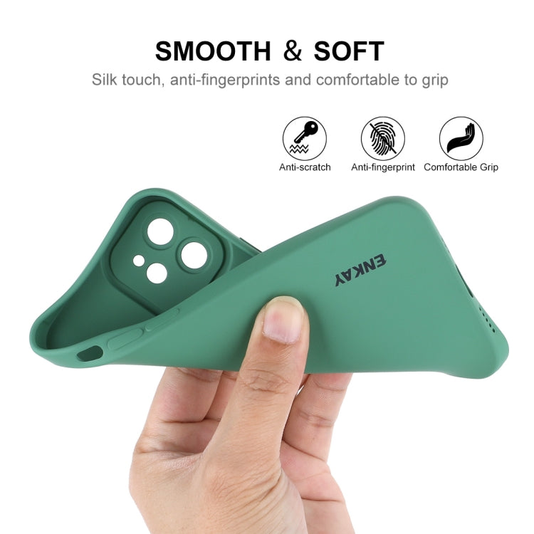 For iPhone 12 ENKAY Liquid Silicone Phone Case(Dark Green) - HoMEdemic™ 