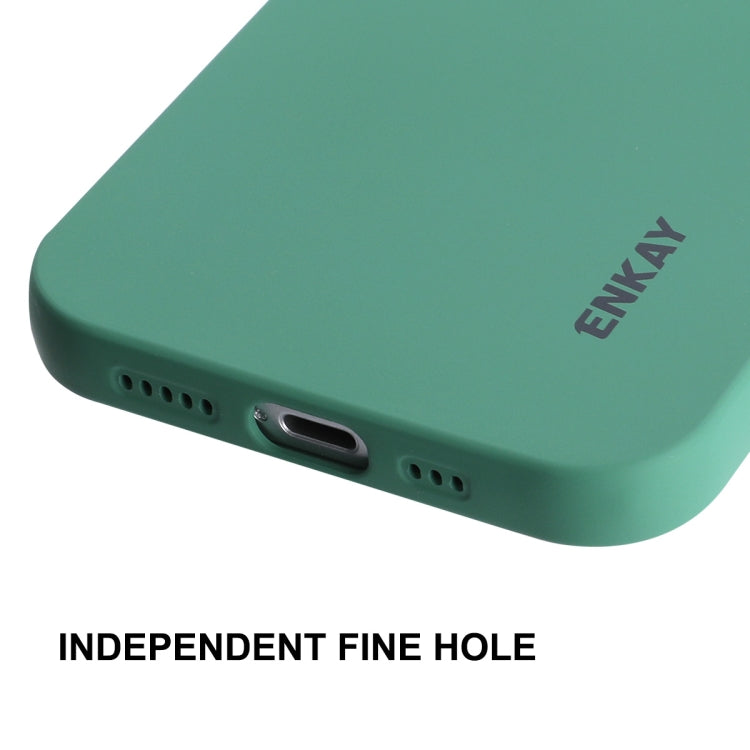 For iPhone 12 ENKAY Liquid Silicone Phone Case(Dark Green) - HoMEdemic™ 