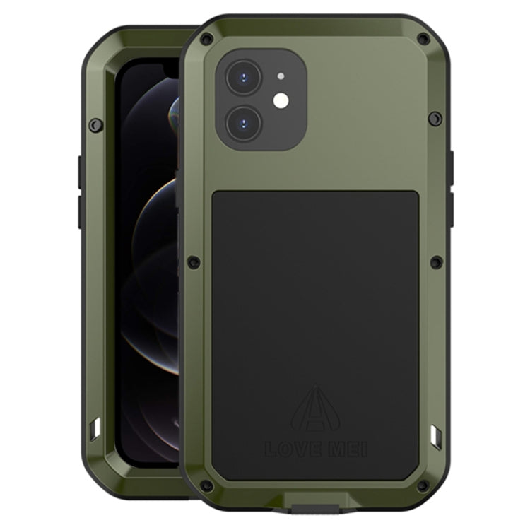 For iPhone 12 LOVE MEI Metal Shockproof Life Waterproof Dustproof Protective Case(Army Green) - HoMEdemic™ 