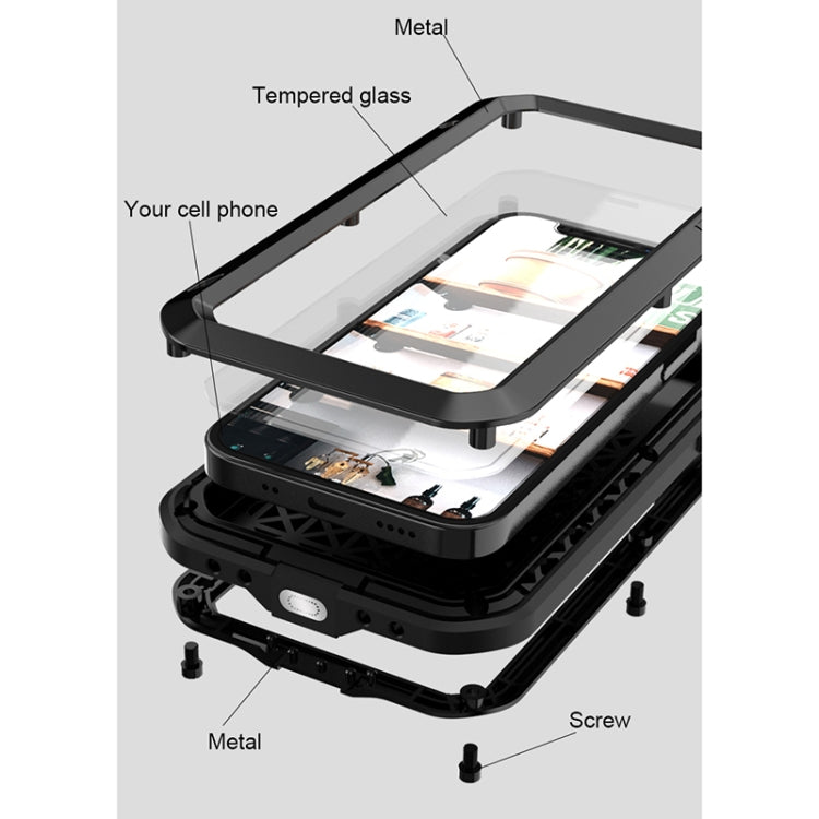 For iPhone 12 LOVE MEI Metal Shockproof Life Waterproof Dustproof Protective Case(Army Green) - HoMEdemic™ 