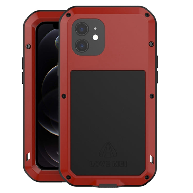For iPhone 12 LOVE MEI Metal Shockproof Life Waterproof Dustproof Protective Case(Red) - HoMEdemic™ 