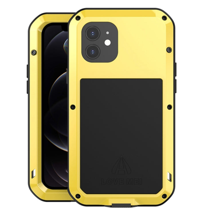 For iPhone 12 LOVE MEI Metal Shockproof Life Waterproof Dustproof Protective Case(Yellow) - HoMEdemic™ 