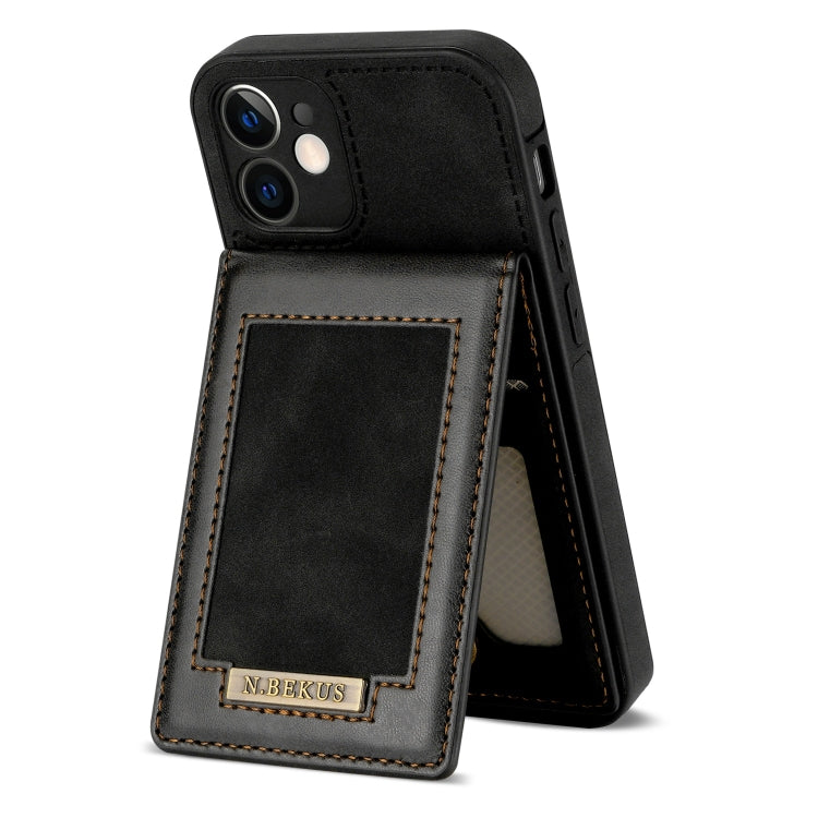 For iPhone 12 N.BEKUS Vertical Flip Card Slot RFID Phone Case(Black) - HoMEdemic™ 