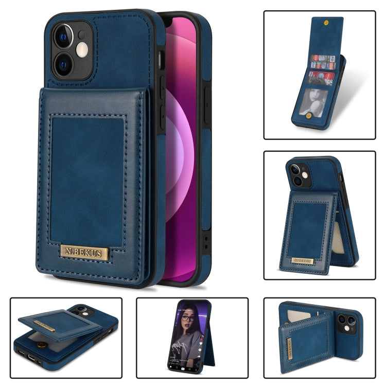 For iPhone 12 N.BEKUS Vertical Flip Card Slot RFID Phone Case(Blue) - HoMEdemic™ 