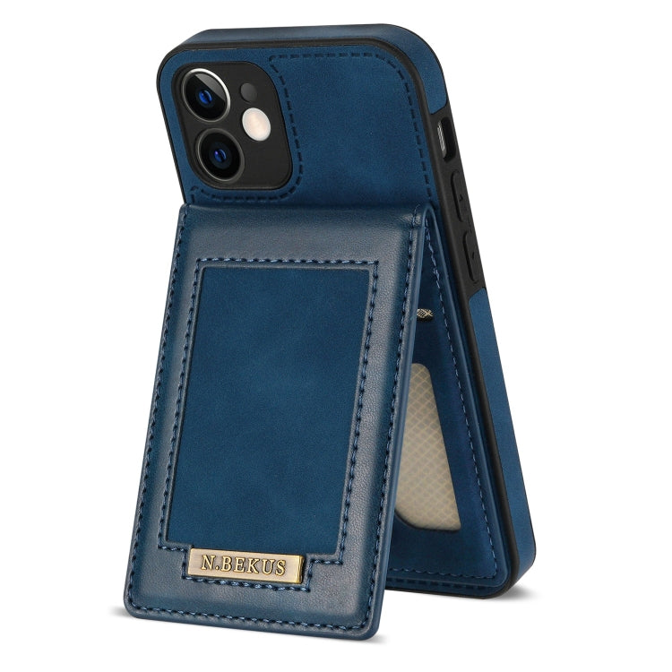 For iPhone 12 N.BEKUS Vertical Flip Card Slot RFID Phone Case(Blue) - HoMEdemic™ 