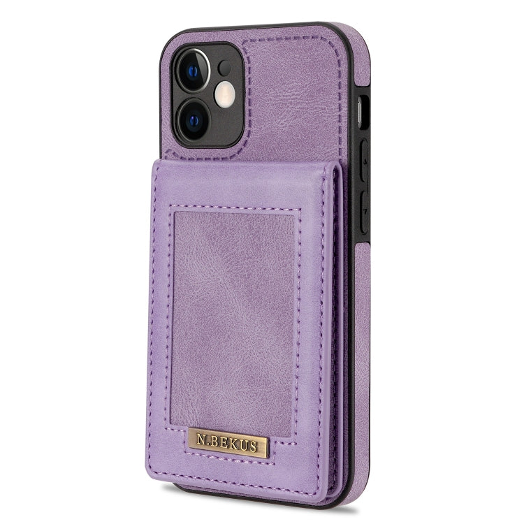 For iPhone 12 N.BEKUS Vertical Flip Card Slot RFID Phone Case(Purple) - HoMEdemic™ 