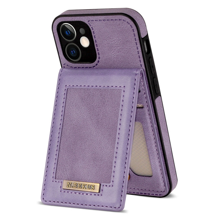 For iPhone 12 N.BEKUS Vertical Flip Card Slot RFID Phone Case(Purple) - HoMEdemic™ 