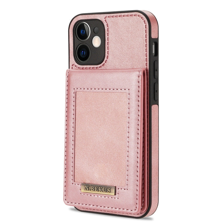 For iPhone 12 N.BEKUS Vertical Flip Card Slot RFID Phone Case(Rose Gold) - HoMEdemic™ 