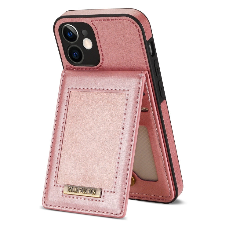 For iPhone 12 N.BEKUS Vertical Flip Card Slot RFID Phone Case(Rose Gold) - HoMEdemic™ 
