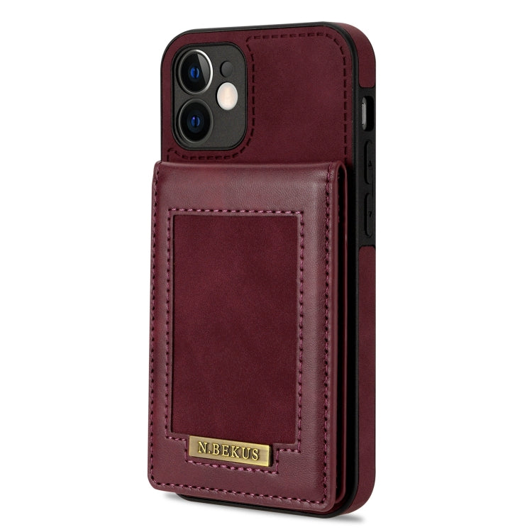 For iPhone 12 N.BEKUS Vertical Flip Card Slot RFID Phone Case(Wine Red) - HoMEdemic™ 