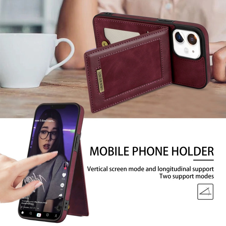 For iPhone 12 N.BEKUS Vertical Flip Card Slot RFID Phone Case(Wine Red) - HoMEdemic™ 