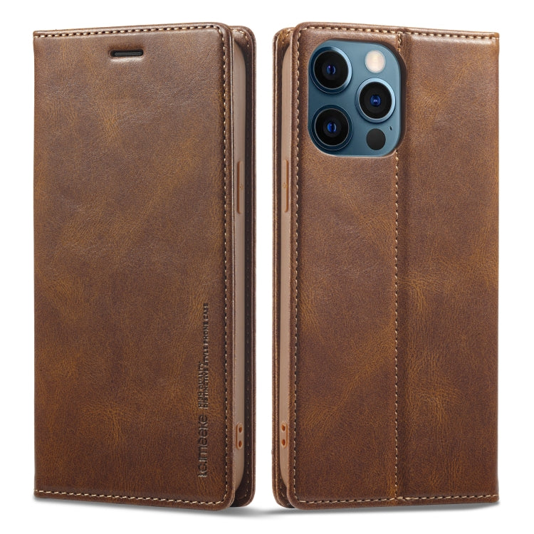 For iPhone 12 Pro/12 LC.IMEEKE RFID Anti-theft Leather Phone Case(Brown) - HoMEdemic™ 