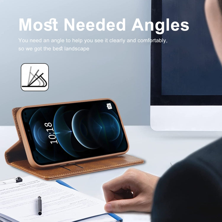 For iPhone 12 Pro/12 LC.IMEEKE RFID Anti-theft Leather Phone Case(Brown) - HoMEdemic™ 