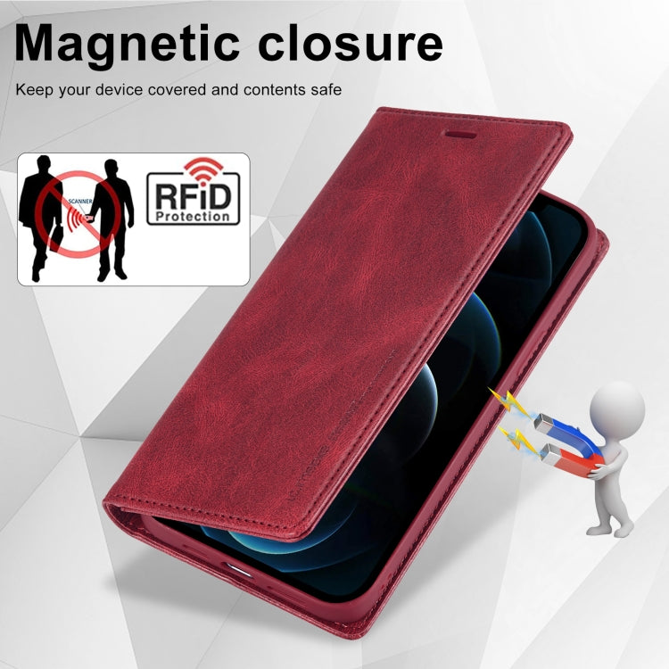 For iPhone 12 Pro/12 LC.IMEEKE RFID Anti-theft Leather Phone Case(Red) - HoMEdemic™ 
