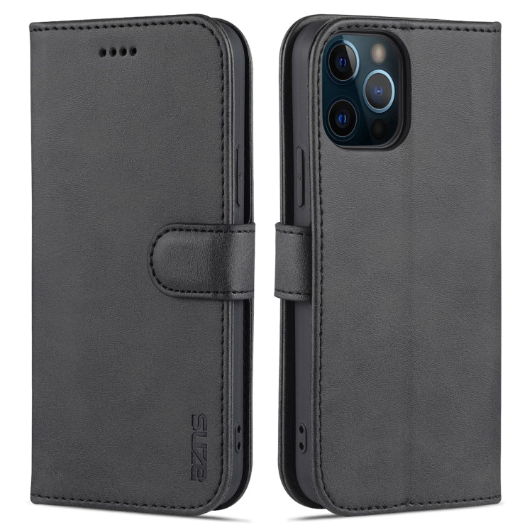 For iPhone 12 Pro AZNS Skin Feel Calf Texture Horizontal Flip Leather Case with Card Slots & Holder & Wallet(Black) - HoMEdemic™ 