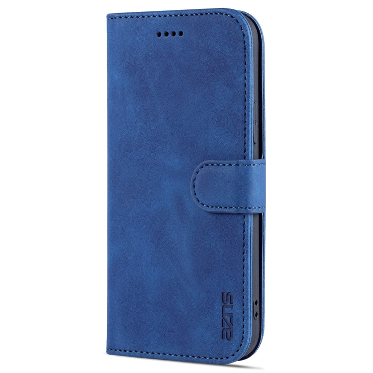 For iPhone 12 Pro AZNS Skin Feel Calf Texture Horizontal Flip Leather Case with Card Slots & Holder & Wallet(Blue) - HoMEdemic™ 