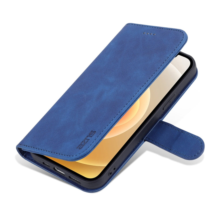 For iPhone 12 Pro AZNS Skin Feel Calf Texture Horizontal Flip Leather Case with Card Slots & Holder & Wallet(Blue) - HoMEdemic™ 