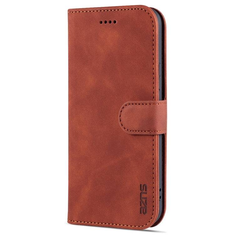 For iPhone 12 Pro AZNS Skin Feel Calf Texture Horizontal Flip Leather Case with Card Slots & Holder & Wallet(Brown) - HoMEdemic™ 