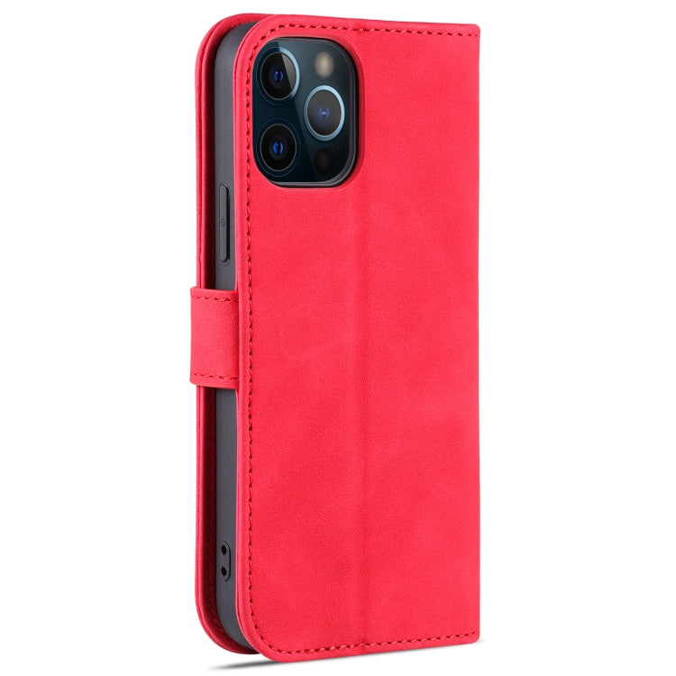 For iPhone 12 Pro AZNS Skin Feel Calf Texture Horizontal Flip Leather Case with Card Slots & Holder & Wallet(Red) - HoMEdemic™ 