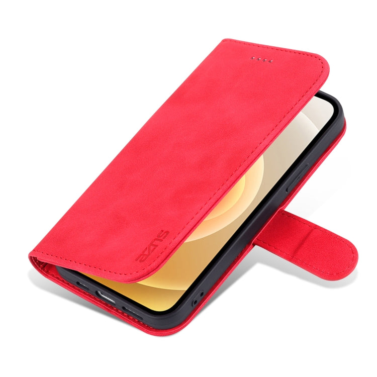 For iPhone 12 Pro AZNS Skin Feel Calf Texture Horizontal Flip Leather Case with Card Slots & Holder & Wallet(Red) - HoMEdemic™ 