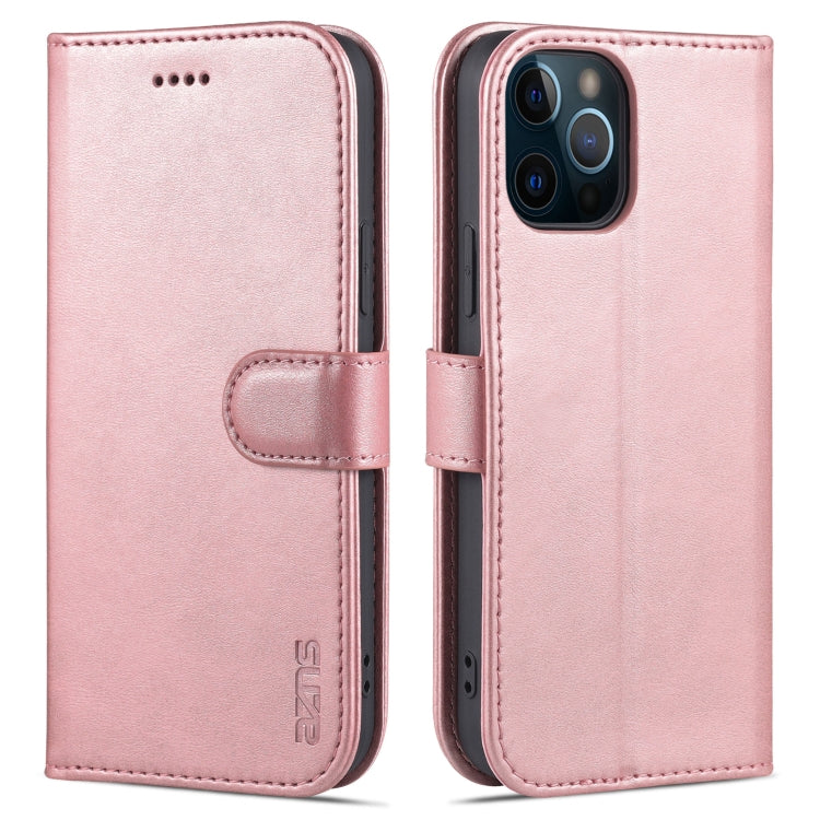 For iPhone 12 Pro AZNS Skin Feel Calf Texture Horizontal Flip Leather Case with Card Slots & Holder & Wallet(Rose Gold) - HoMEdemic™ 