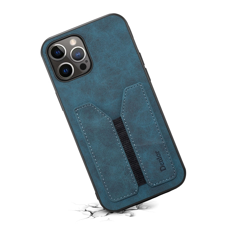 For iPhone 12 Pro Denior Elastic Card Slot PU + TPU Phone Case(Blue) - HoMEdemic™ 
