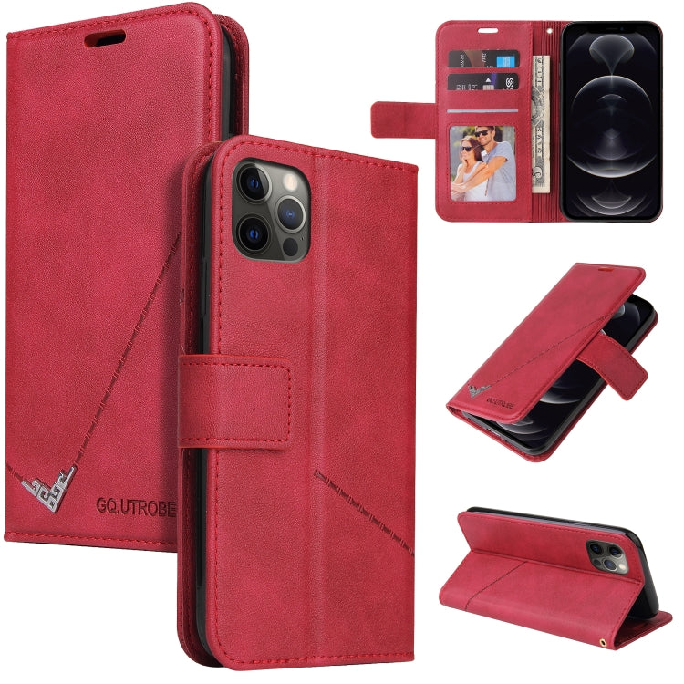 For iPhone 12 Pro GQUTROBE Right Angle Leather Phone Case(Red) - HoMEdemic™ 
