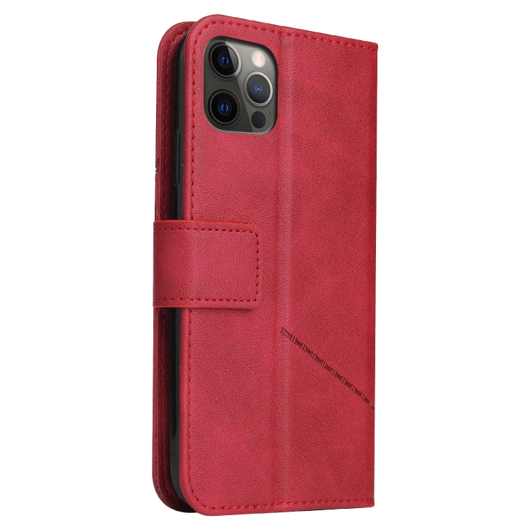 For iPhone 12 Pro GQUTROBE Right Angle Leather Phone Case(Red) - HoMEdemic™ 